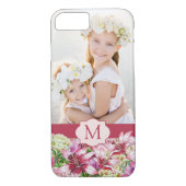 Lily Peony Floral Monogram Foto Case-Mate iPhone Case (Achterkant)