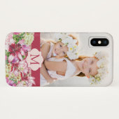 Lily Peony Floral Monogram Foto Case-Mate iPhone Case (Achterkant (horizontaal))