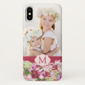 Lily Peony Floral Monogram Foto Case-Mate iPhone Case (Achterkant)