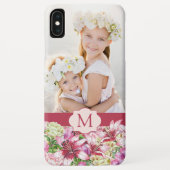 Lily Peony Floral Monogram Foto Case-Mate iPhone Case (Achterkant)