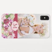 Lily Peony Floral Monogram Foto Case-Mate iPhone Case (Achterkant (horizontaal))