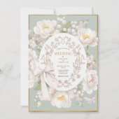 Lily Peony Floral Vintage Wedding Kaart (Voorkant)
