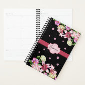 Lily & Peony Floral Zwart gepersonaliseerd Planner (Display)