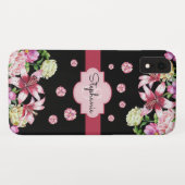 Lily Peony Waterverf Bloemen Zwart Monogram Case-Mate iPhone Case (Achterkant (horizontaal))