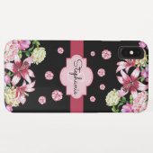 Lily Peony Waterverf Bloemen Zwart Monogram Case-Mate iPhone Case (Achterkant (horizontaal))