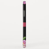 Lily Peony Waterverf Bloemen Zwart Monogram Case-Mate iPhone Case (Achterkant/rechts)