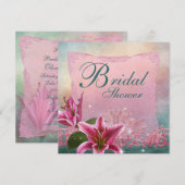 Lily Pink Blauwgroen Blue Lily Bruids Douche Uitno Kaart (Voorkant / Achterkant)