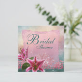 Lily Pink Blauwgroen Blue Lily Bruids Douche Uitno Kaart (Staand voorkant)