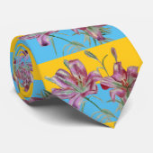 Lily Pink Floral Flowers Mannen Stropdas (Opgerold)