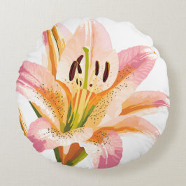 Lily Pink Flower | Mooie verf Rond Kussen