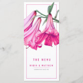 Lily pink watercolor wedding menu (Achterkant)