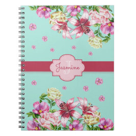Lily & Pioen Bloemen Aqua Notitieboek