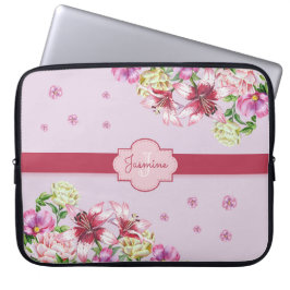 Lily & Pioen Bloemen Paarse Laptop Sleeve