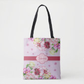 Lily & Pioen Bloemen Paarse Tote Bag (Voorkant)