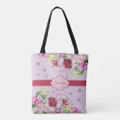 Lily & Pioen Bloemen Paarse Tote Bag (Achterkant)