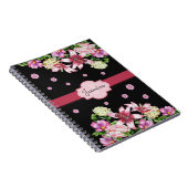Lily & Pioen Bloemen Zwart Notitieboek (Rechterzijde)