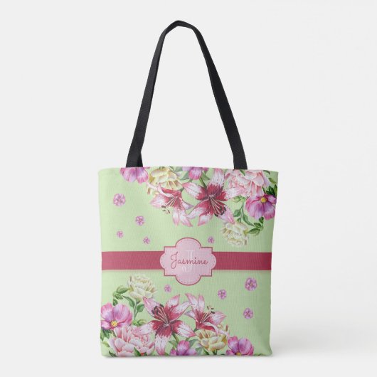 Lily & Pioen Bloemenmunt Tote Bag (Achterkant)