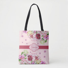 Lily & Pioen Bloemenroze Tote Bag