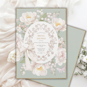Lily Pioen Bloemige Vintage Bruidsfeest Kaart