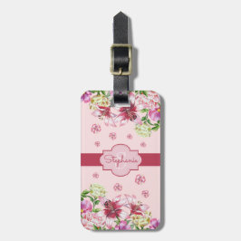 Lily Pioen Blozend Roze Monogram Bagagelabel