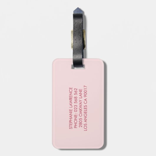 Lily Pioen Blozend Roze Monogram Bagagelabel (Achterkant verticaal)