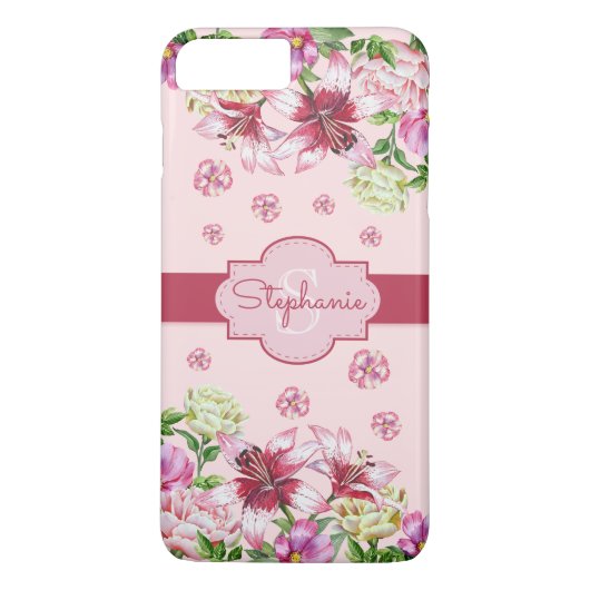 Lily Pioen Blozend Roze Monogram Case-Mate iPhone Case (Achterkant)