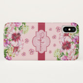 Lily Pioen Blozend Roze Monogram Case-Mate iPhone Case (Achterkant (horizontaal))