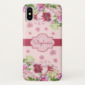 Lily Pioen Blozend Roze Monogram Case-Mate iPhone Case (Achterkant)