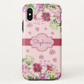 Lily Pioen Blozend Roze Monogram Case-Mate iPhone Case (Achterkant)