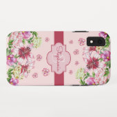 Lily Pioen Blozend Roze Monogram Case-Mate iPhone Case (Achterkant (horizontaal))