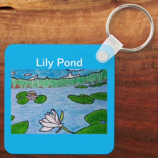 Lily Pond Azure Blue Sleutelhanger (Achterkant)