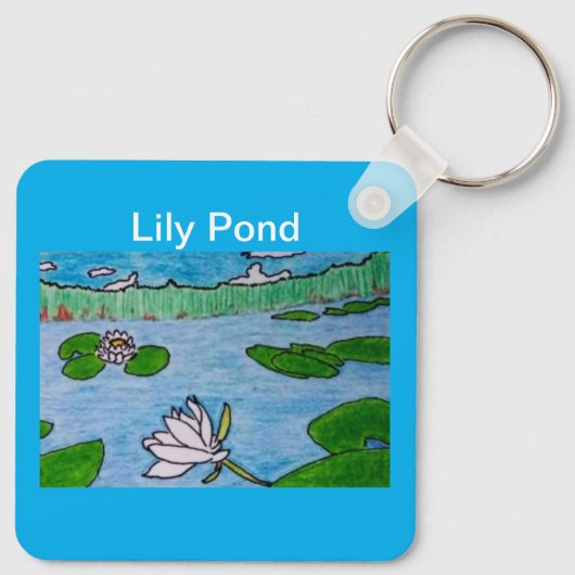 Lily Pond Azure Blue Sleutelhanger (Achterkant)