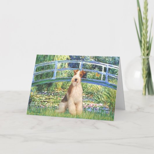 Lily Pond Bridge - Wire Fox Terrier 3 Kaart (Voorkant)