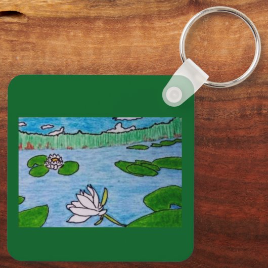 Lily Pond Forest Green Sleutelhanger (Achterkant)