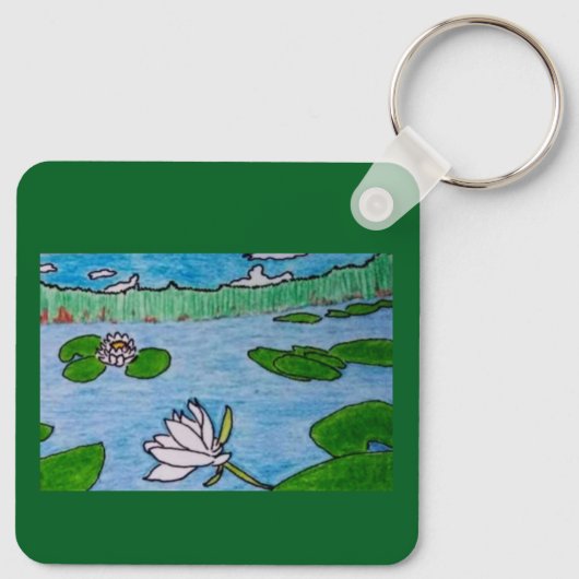 Lily Pond Forest Green Sleutelhanger (Achterkant)