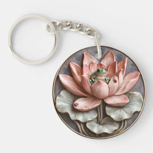 Lily Pond Groene Kikker Lieveheersbeestjes Roze Wa Sleutelhanger