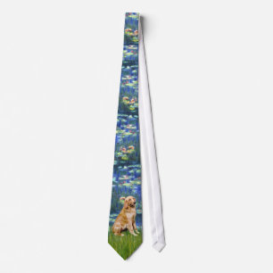 Lily Pond (in blauw) - Golden Retriever Stropdas