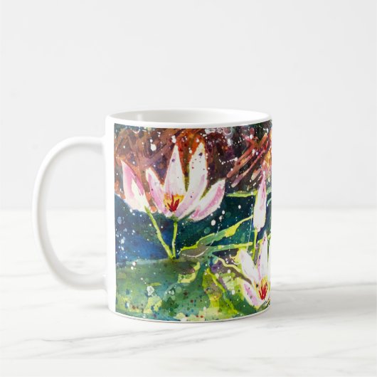 Lily Pond waterverf print koffie mok (Links)