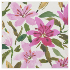 LILY PROLIFERATION Pink Florence Waterverf Stof