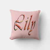 "Lily" Rode Bloemlelie Naam, Kussen (Voorkant)