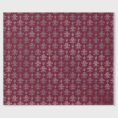 Lily Royal Damask Maroon Burgundy Silver Cadeaupapier (Vlak)
