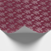 Lily Royal Damask Maroon Burgundy Silver Cadeaupapier (Hoek)