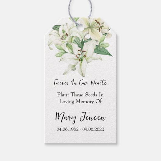 Lily Seed Packet Memorial begrafenis Cadeaulabel (Voorkant)