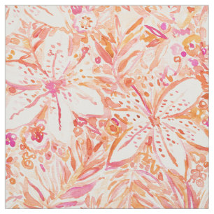 LILY SUNSET Beachy Peach tropical Floral Stof