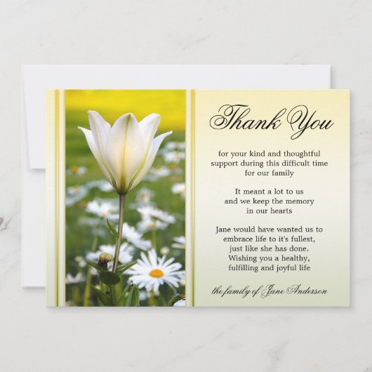 Lily Sympathie Memorial Service Bedankt voor je ka (Voorkant)