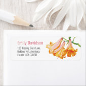 Lily trompet oranje kunst bruiloft retour adres etiket (Insitu)