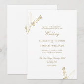 Lily Valley Bloemen Schets Faux Gold Eenvoudige Br Kaart (Voorkant / Achterkant)