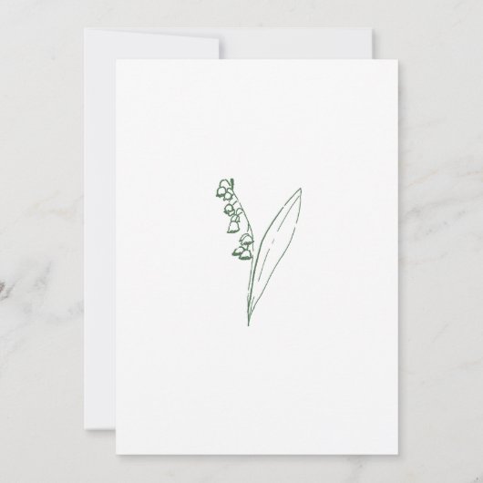 Lily Valley Bloemen Schets Moderne Klassieke Bruil Kaart (Achterkant)