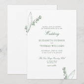 Lily Valley Bloemen Schets Moderne Klassieke Bruil Kaart (Voorkant / Achterkant)