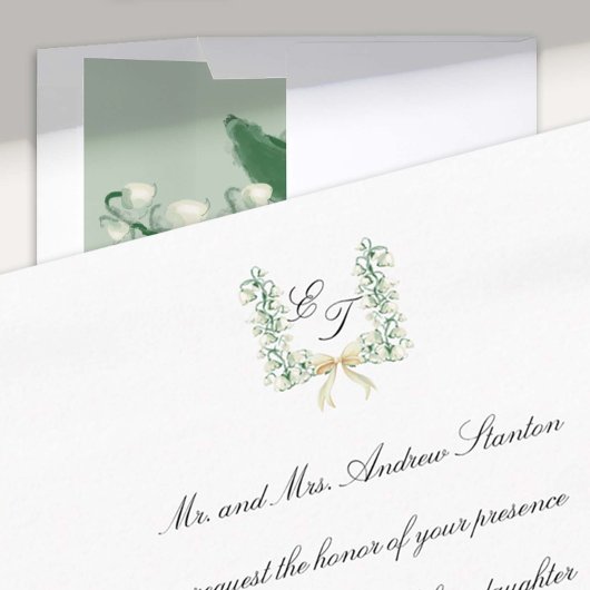 Lily Valley Bow Crest Formele Traditionele Bruilof Kaart